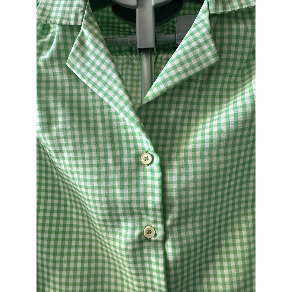 JH Collections Green And White Gingham Collared Button Up Shirt -‎ Size 8/9 - Picture 2 of 13